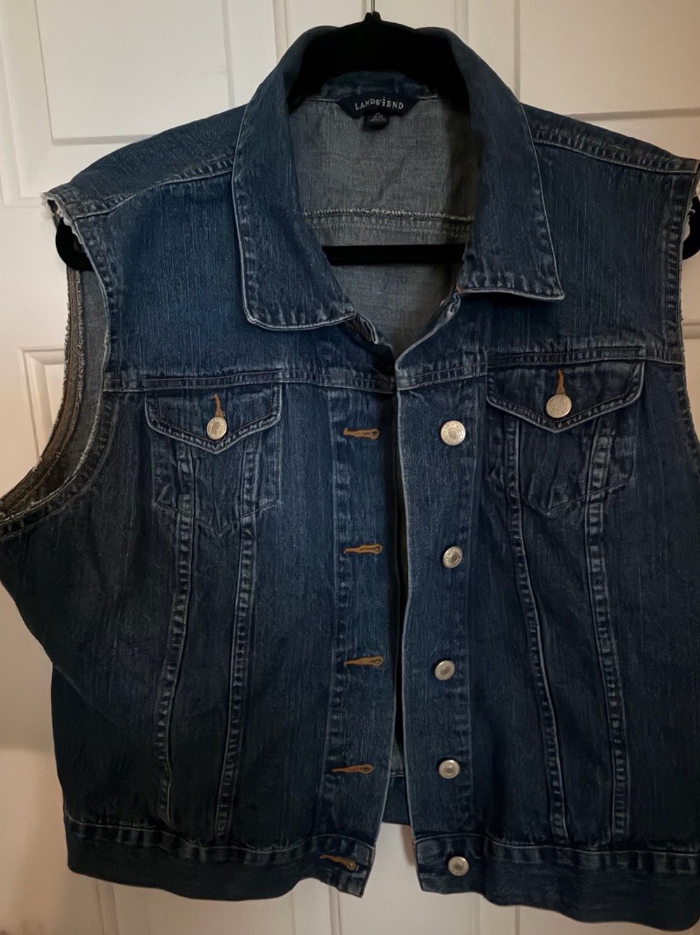 Lands End Jean Denim Vest, XL, Good condition